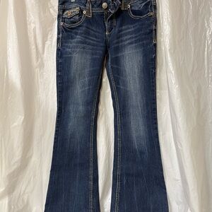 Series 31 Amethyst Stylish Dark Flare Jeans. Size 7 waist is 30”. Inseam is 28.5